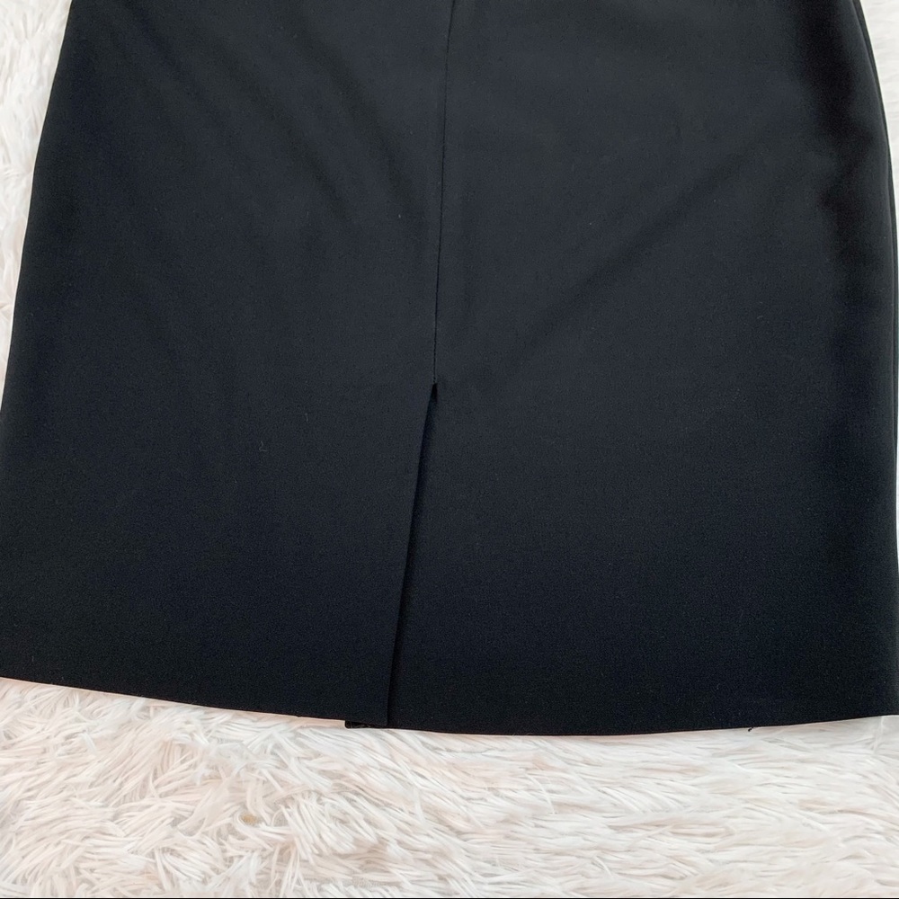 St. John knee length tuxedo pencil Skirt satin pleated waist in black workwear - Picture 11 of 11